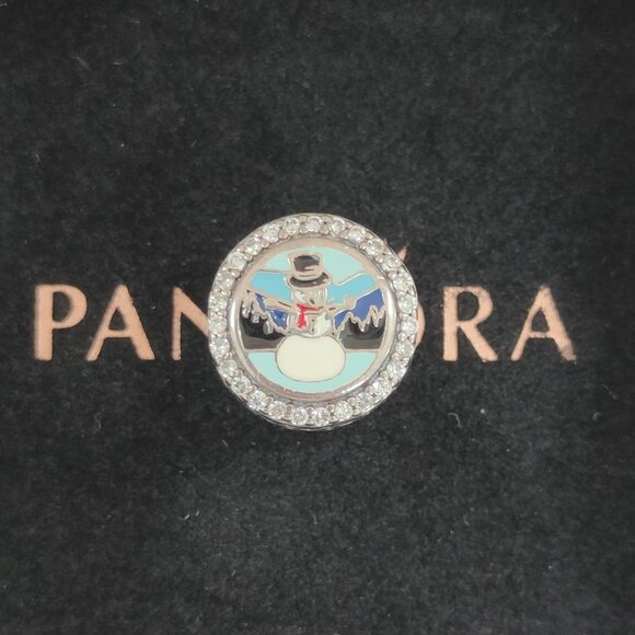 Pandora Snowman Smoky Mountains Bead Charm Travel Pendant S925 Silver with box - Picture 1 of 6